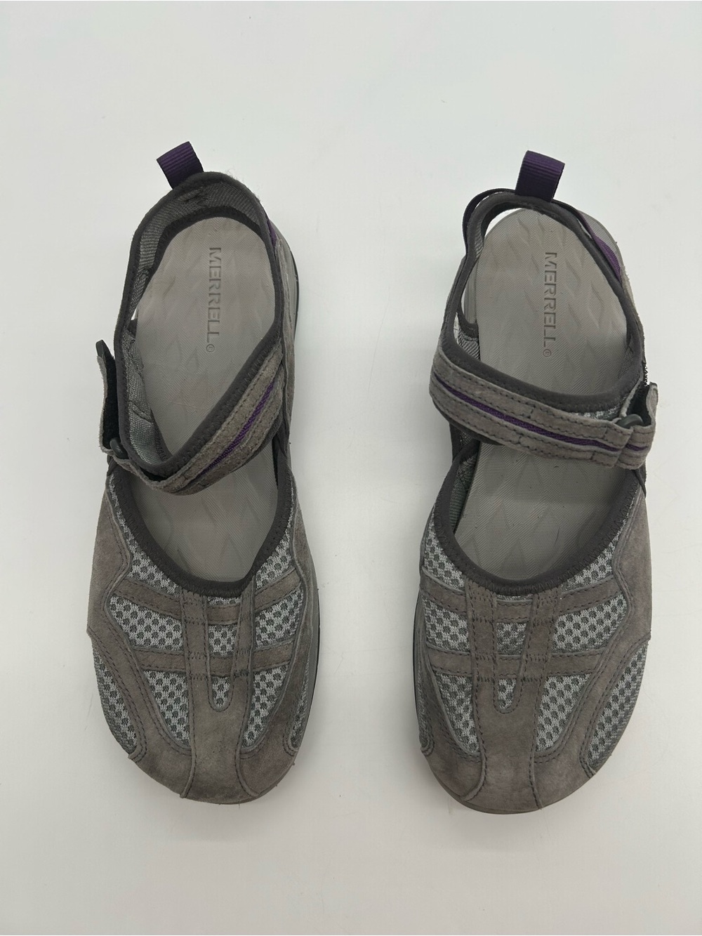 Merrell Gray with Purple Accent Closed-Toe Mary Jane Sport Sandals